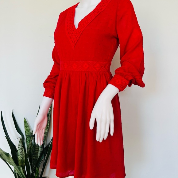 Junior long sleeve red mini dress xs - Picture 3 of 10